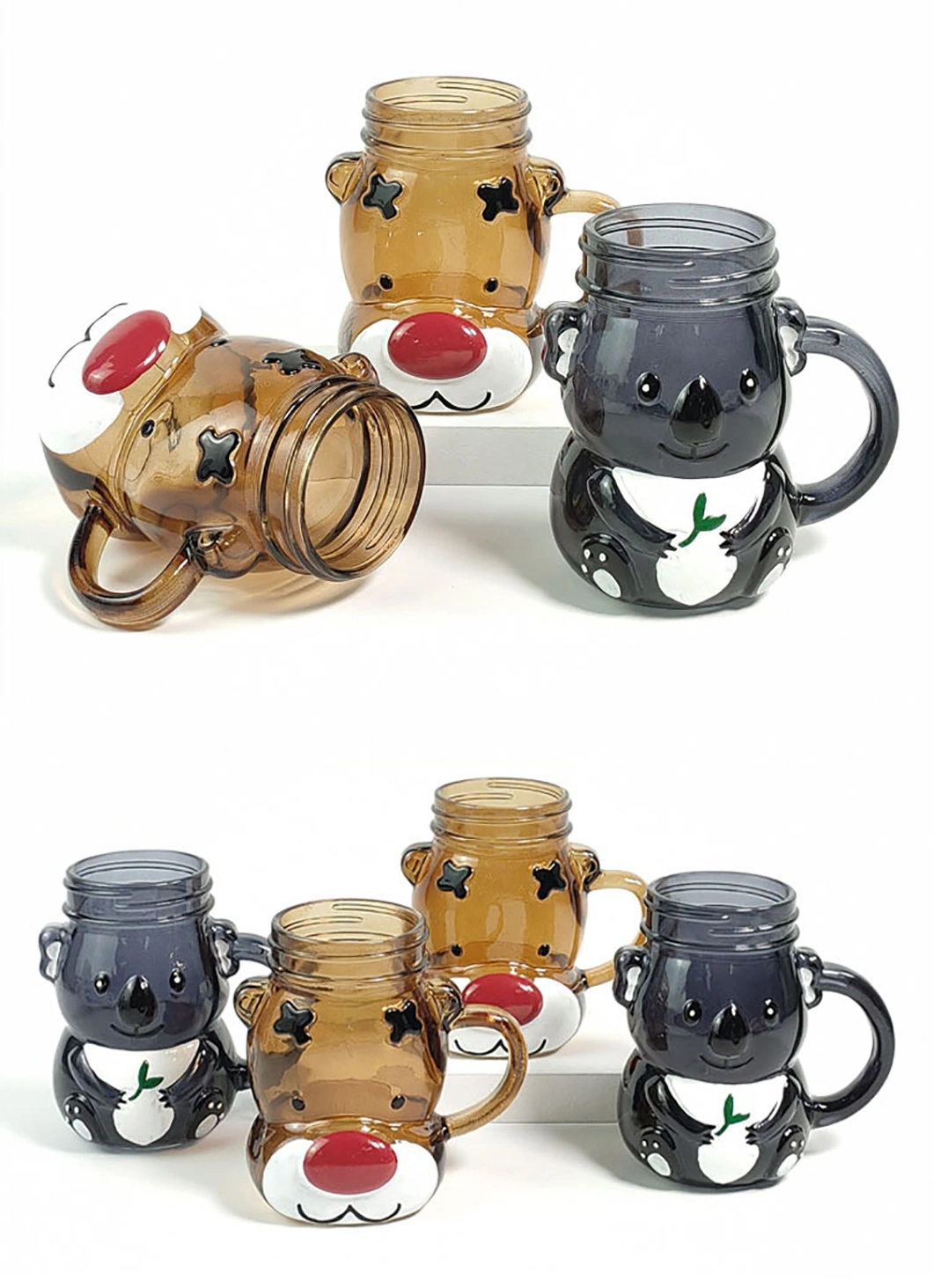 Kitchen Storage Snowman Shaped Glass Bottles Cactus-Mason-Jar Mason Jars Jar with Straws Lid and Handle