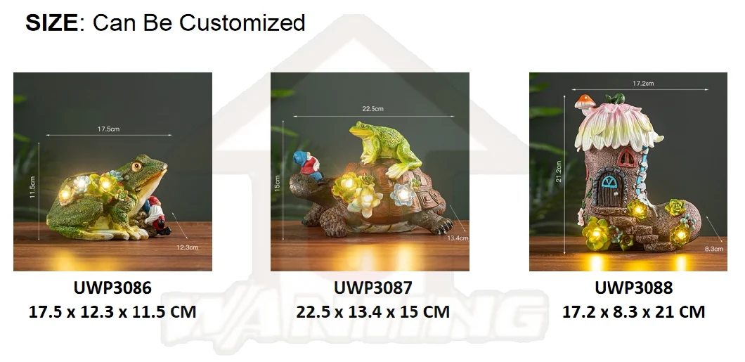 Garden Frog Figurine Funny Craft Succulent LED Light Animal Sculpture Landscape Decoration