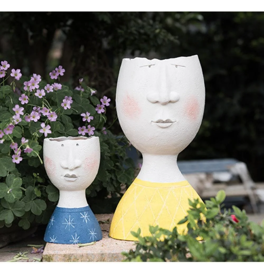Portrait Flowerpot Art Plants Vase Doll Shape Sculpture Resin Vase Home Decor Succulents Head Shape Vase Nordic Human Head Vessels Bl19936