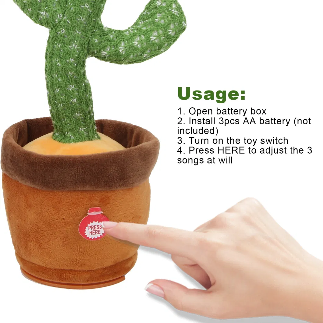 Hot Selling Talking Cactus Toy Electric Plush Toy Stuffed Toy Dancing Cactus