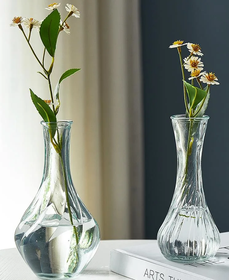 Wholesale Transparent Clear Glass Vase Desktop Small Mini Vase Home Living Room Dining Table Decoration Customized Logo