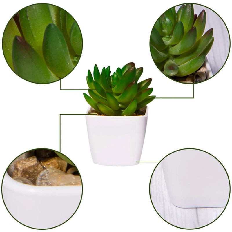 Artificial Plants Indoor in Pots, 4 PCS Mini Fake Artificial Succulent Plants Potted Series Artificial Plants Outdoor