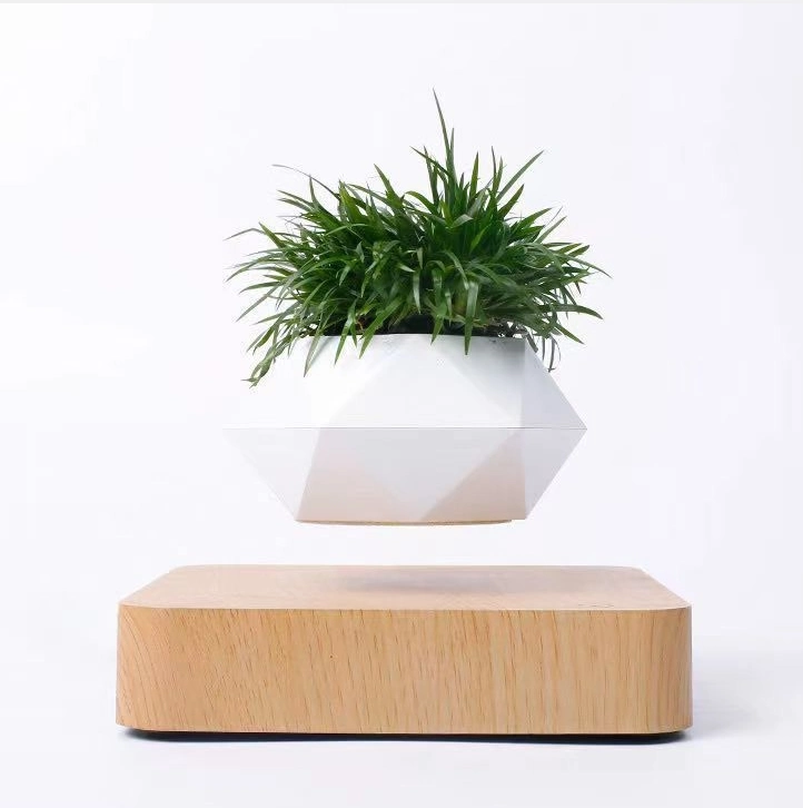 Decor Home Office Gift Indoor 360 Rotating Magnetic Levitating Artificial Plant, Floating Air Bonsai Succulent Pot Suspension