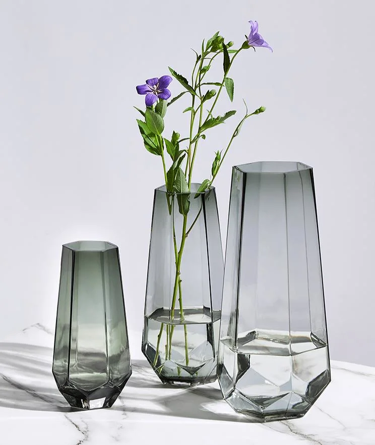Floor Vase Large Home Decor Decoration Tall Grey Color Glass Flower Vase for Wedding Centerpieces