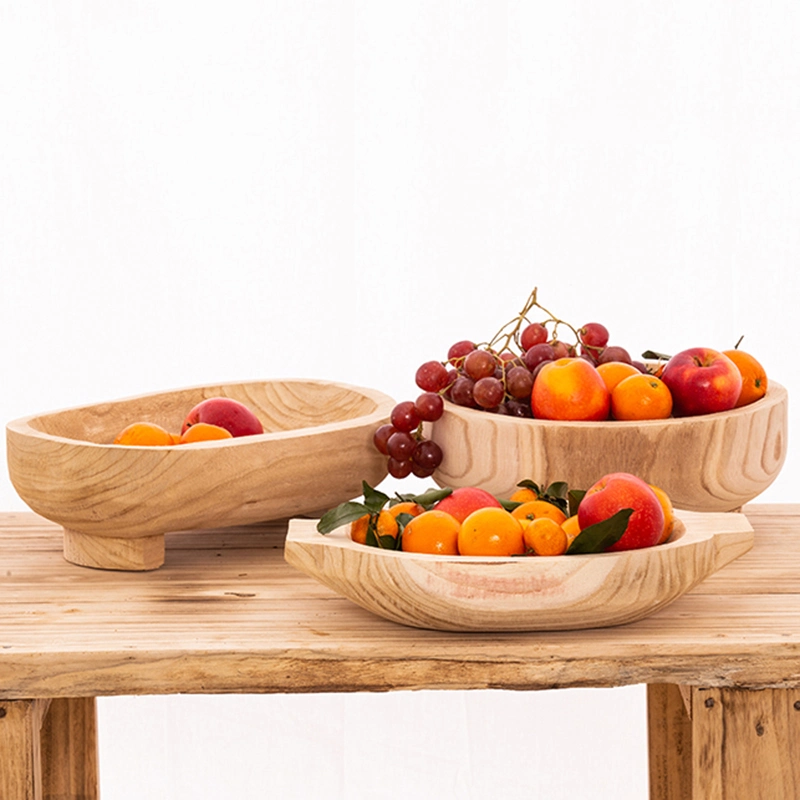 Wooden Serving Tray Wooden Carved Dish Fruit Bowl