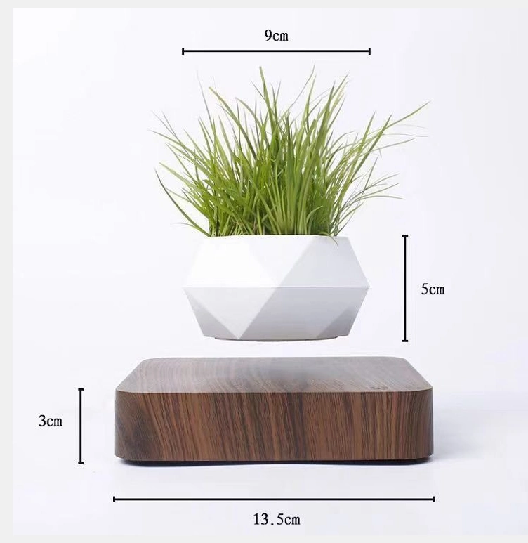 Decor Home Office Gift Indoor 360 Rotating Magnetic Levitating Artificial Plant, Floating Air Bonsai Succulent Pot Suspension