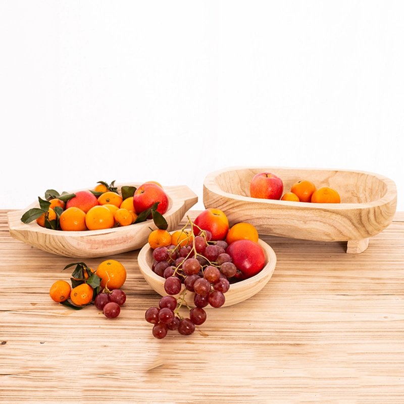 Wooden Serving Tray Wooden Carved Dish Fruit Bowl