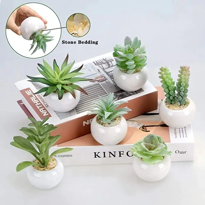 Wholesale Succulents Plants Artificial in White Ceramic Pots Small Fake Succulents Plants