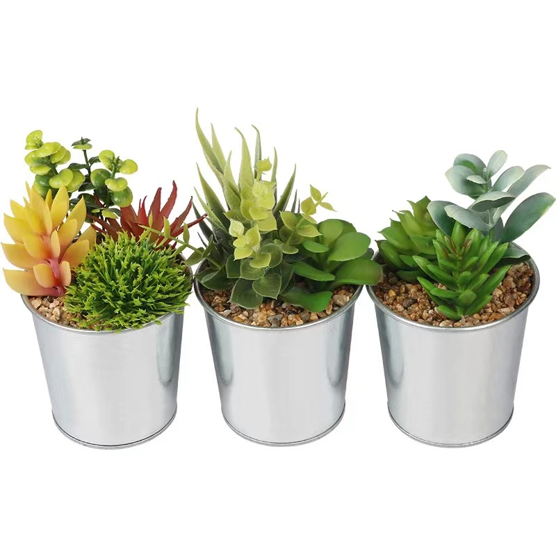 Office Decor Ceramic Flower Pot Small Plastic Bonsai Mini Potted Artificial Succulent Plants in Pot