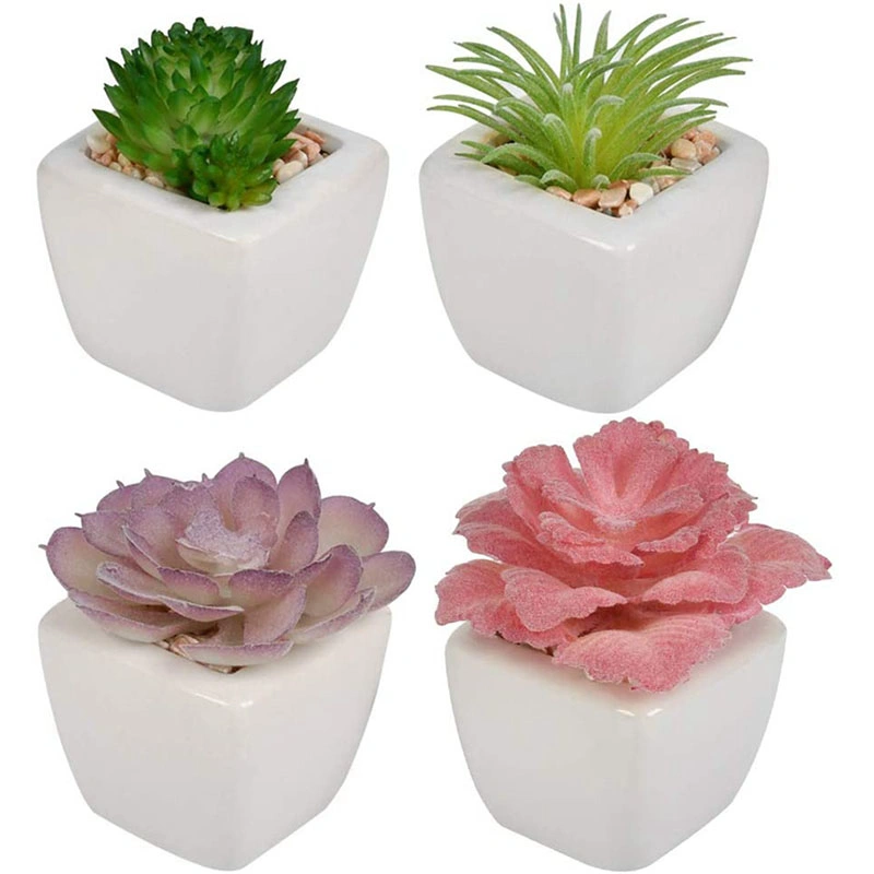 Fake Succulent Plants Artificial Faux Succulents 4PCS Plastic Mini Potted Fake Succulents for Flower Arrangements