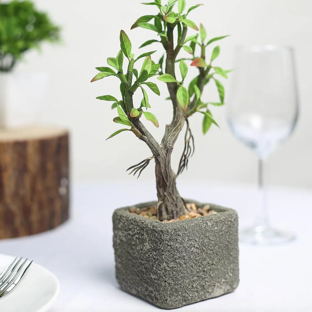 Concrete Planter Pot and Willow Tree Succulent 2023 New Design Artificial Plant