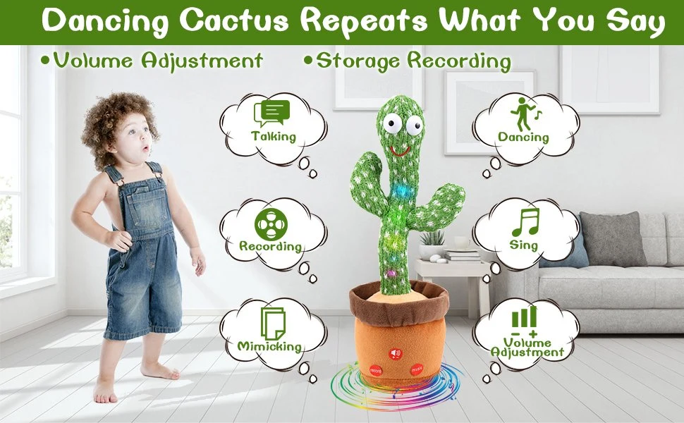 Talking Cactus Dancing Toys Speaking Electronic Plush Toys Twisting Singing Dancer Talking Cactus