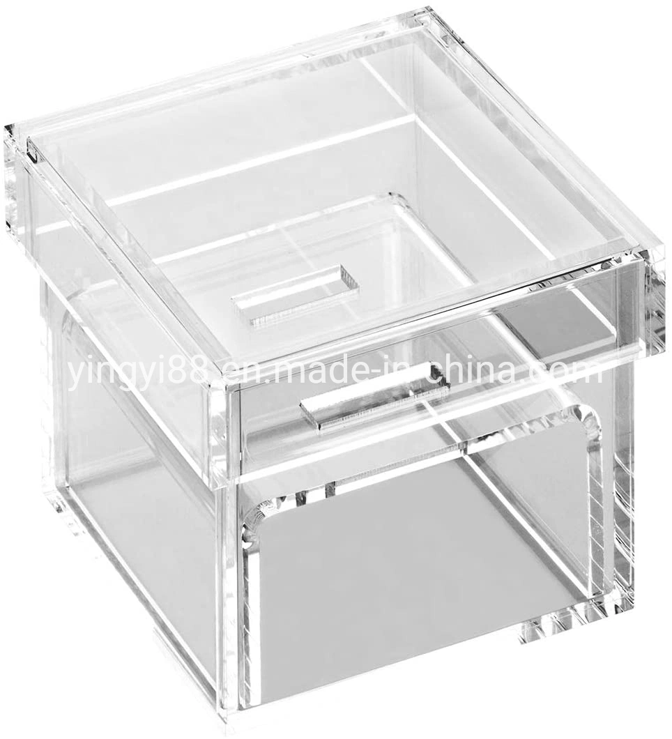 Wholesale Custom Clear Lucite/Acrylic Crystal Organizer and Storage Box with Cover Ring/Weeding Ring