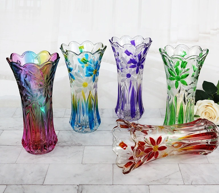 Wholesale Clear Orchid Glass Flower Vase Red Pink Blue Green Amber Colorful Black Glass Vases for Home Decor