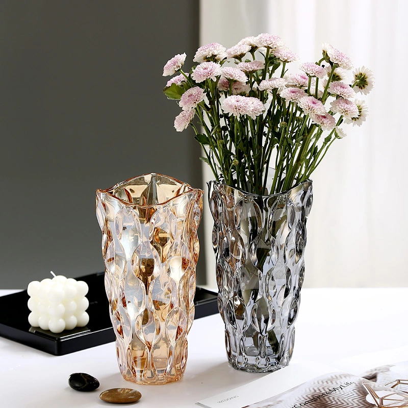 Wholesale Bohemia Light Luxury Clear Transparent Glass Flower Vase for Home Hotel Office Decoration