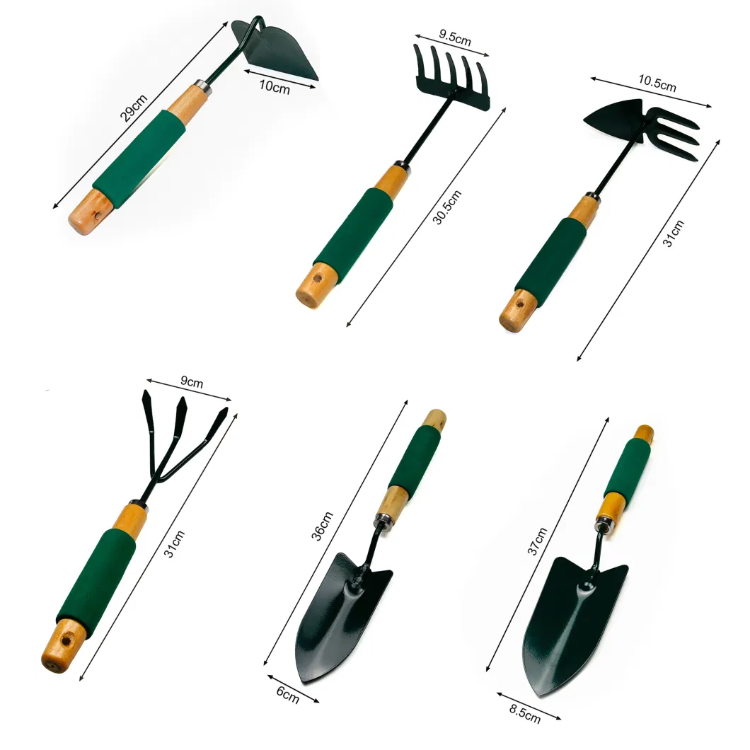 Six-Piece Wooden Handles Flower Planting Potted Pruning Garden Tool Set