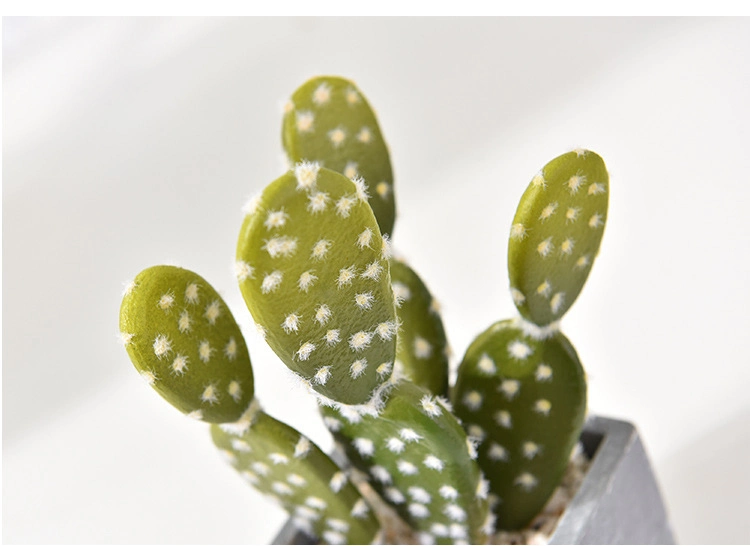 Artificial Succulent Cactus Faked Air Plants with Gray Pots for Desktop