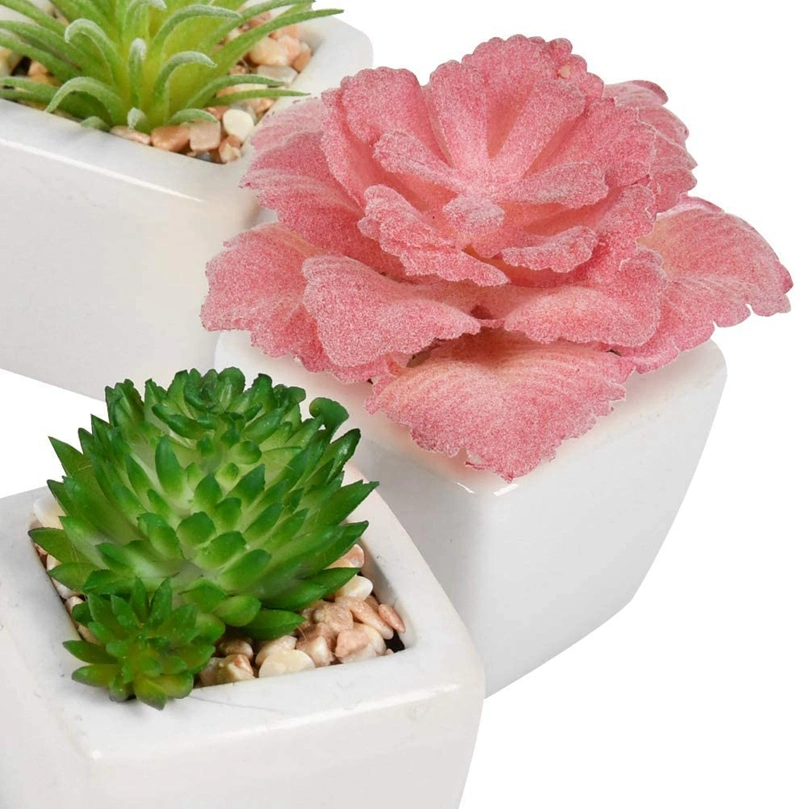 Fake Succulent Plants Artificial Faux Succulents 4PCS Plastic Mini Potted Fake Succulents for Flower Arrangements