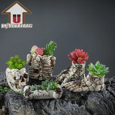 Halloween Arte moderno Skull serie almacenamiento Ornaments Escritorio Creative Succulent Decoratio de jarrón