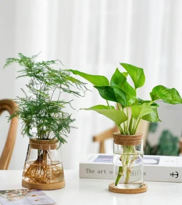 Suministros de fábrica barata de altura del cilindro de Casa de los países nórdicos decoraciones modernas de la boda claro Vidrio de borosilicato Flor florero de vidrio con corcho