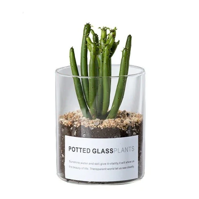 Comercio al por mayor de la etiqueta creativa moderna transparente cristal claro de la Ronda de plantas suculentas Jarrón de flores Inicio Hotel la decoración de oficina