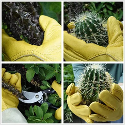 Cuero Heavy Duty Thornproof duradera buena destreza de manejo de los cactus de poda Rosa Espina la prueba de la Jardinería Guantes de Cactus
