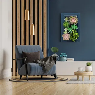 Arte de pared Bricolaje Kit Metal Marco realista plantas artificiales Faux Suculento para la decoración del hogar