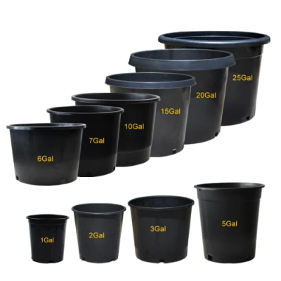 China Supplier 1-25gallon Plot plástico redondo para interiores al aire libre Plantas Succulents plantas Panos de plantas Vivero Plásticos Panos de flores