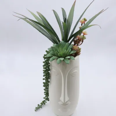 Mini Plants de plástico Artificial Succulent Plants Verde con Pot Especial Casa Decorativa