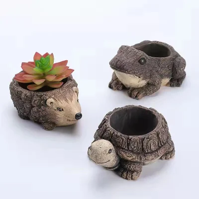 Animal Tortuga Hedgehog Frog Succulent Planter Cement Rechugas de flor