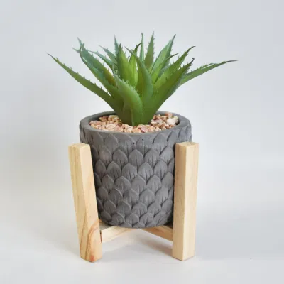 Cuerda colgando decoracion moderna forma cuadrada suculento Cactus Cactus artificiales de imitación de las plantas con macetas de color gris