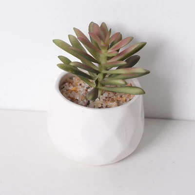Inicio decoración Simulación hierba Succulents artificiales plantas con macetas de cemento