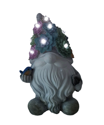Gnome con energía solar Figurita con luces LED