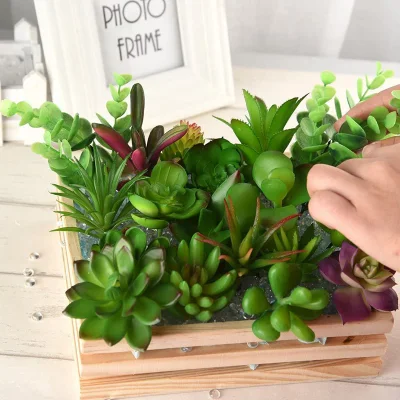 16 equipos mixtos de suculentas las plantas de flores artificiales decoración Unpotted Falsos tallos de plantas suculentas grueso surtido de selecciones para la decoración del hogar