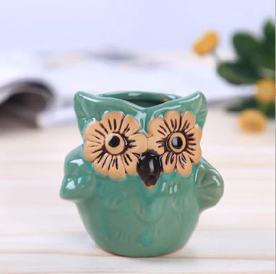 Animal Flower-Eyed Owl suculentos maceta decorativa European-Style adornos de cerámica creativa personalidad lindo Mini macetas con plantas