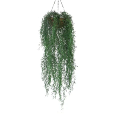 Directamente de fábrica PE planta colgante artificial en una olla canasta para decoración de interiores al aire libre