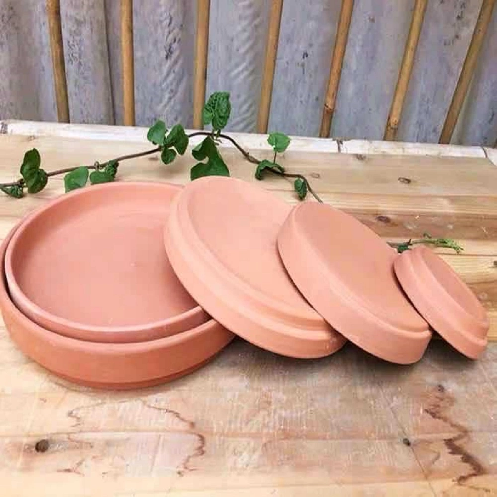 Pottery Clay Pot Tile Small Flower Pot Household Inch Pots with Tray, Clay Pots for Plants and Succulents, Terracotta Wyz18005