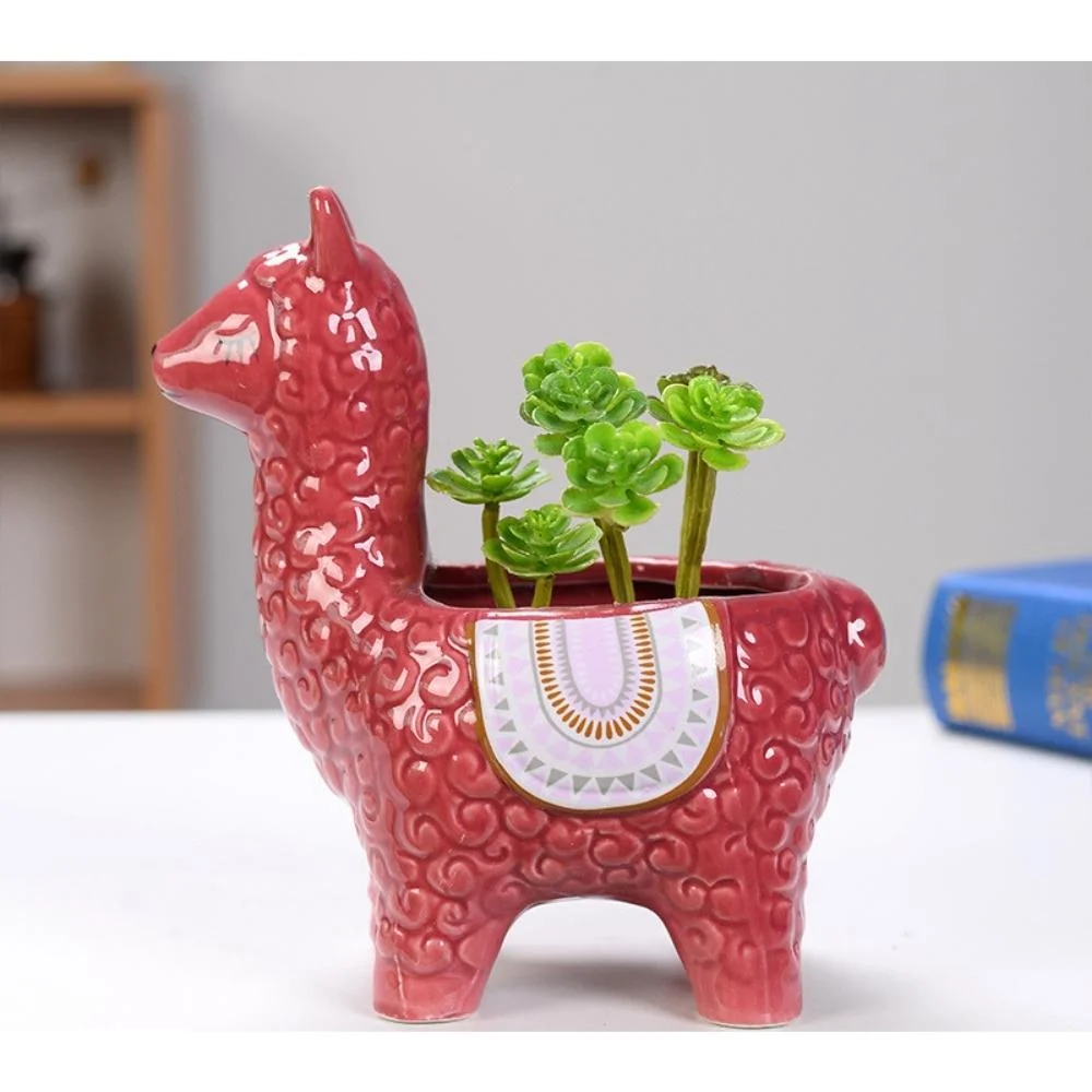 Cute Sheep Design Ceramic Flower Pot Outside 5.6&quot; X 6&quot; Herb Succulent Indoor Outdoor Garden Decoration Wyz20601