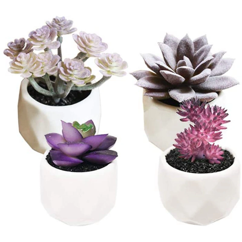 Set of 4 Small Artificial Succulent Plants with Pot Faux Succulent Plants for Desk Decoration Realistic Fake Succulent Plant for Home Decor Indoor