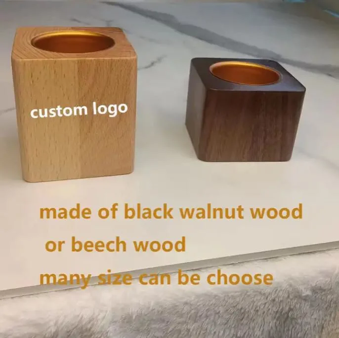 Waterpfoof Black Walnut Wood Desktop Decoration Wooden Plant Succulent Flower Pot with Aluminum Can