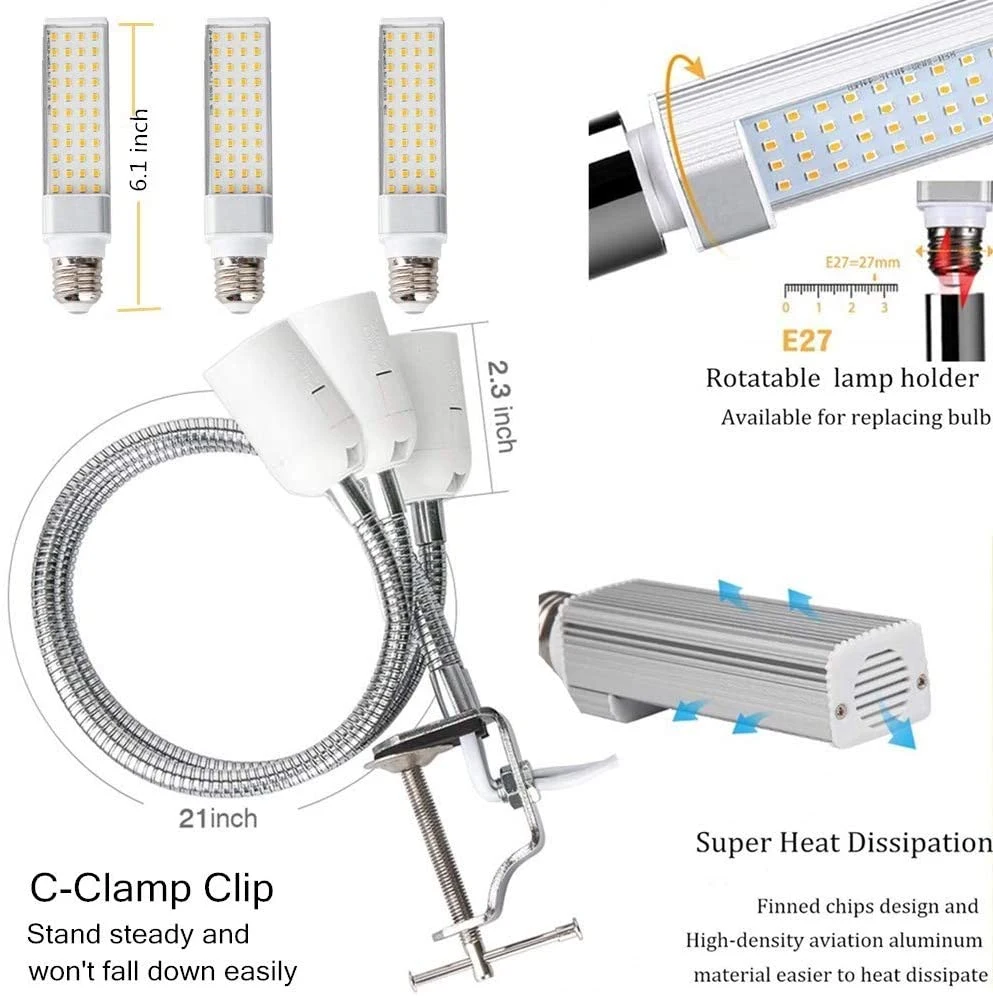 Goldmore11 LED Plant Grow Light, Elaine 132W Auto on/off Plant Grow Light 3/6/12h Timing