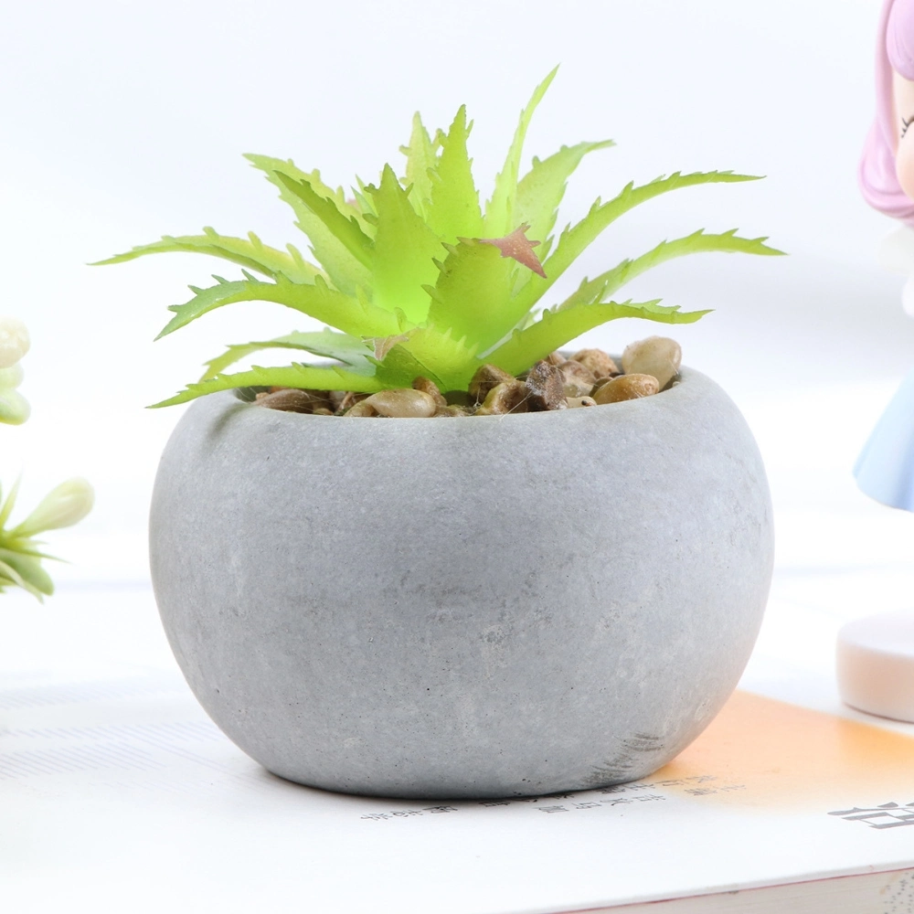 Artificial Succulent Plants in Cement Pots Realistic Faux Potted Plant Ci24797