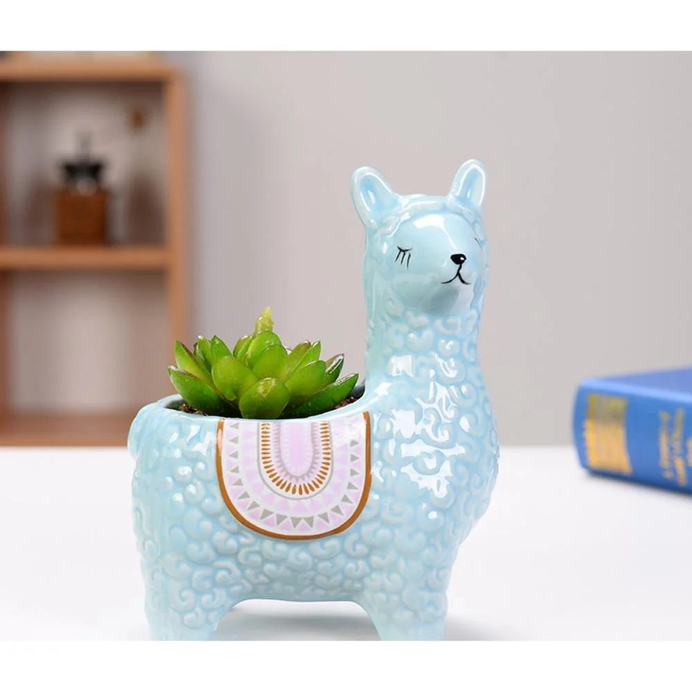 Cute Sheep Design Ceramic Flower Pot Outside 5.6&quot; X 6&quot; Herb Succulent Indoor Outdoor Garden Decoration Wyz20601