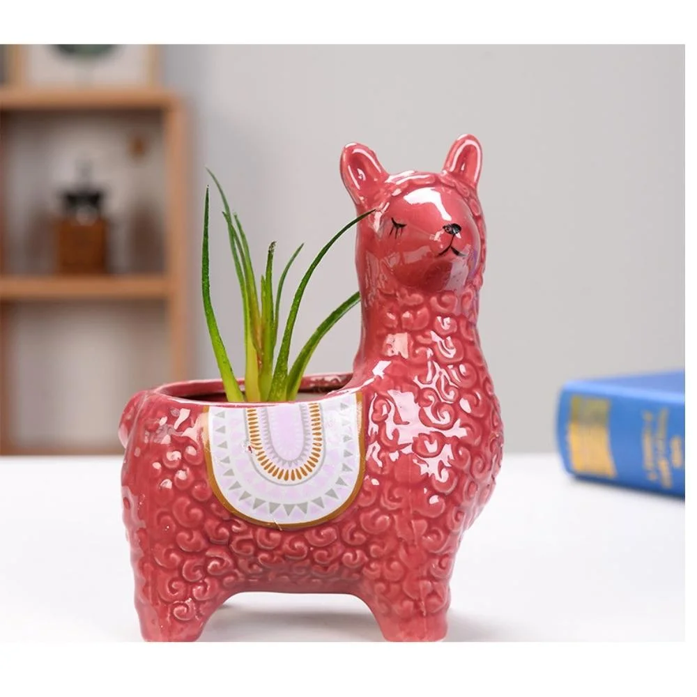 Cute Sheep Design Ceramic Flower Pot Outside 5.6&quot; X 6&quot; Herb Succulent Indoor Outdoor Garden Decoration Wyz20601