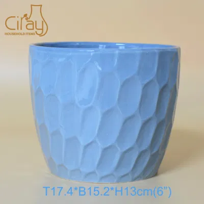  Vaso in ceramica nero lucido con stampa da 6 pollici per Succulent