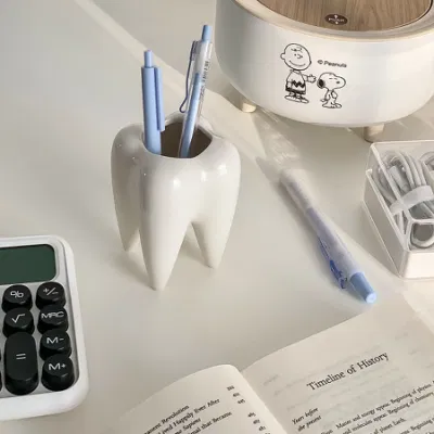  Portamatite Creative a forma di dente Pot. Pianta succulente in ceramica bianca Dentista regalo