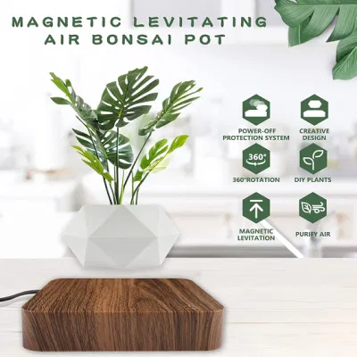  Arredamento Casa Ufficio dono interno 360 rotante magnetico levitante pianta artificiale, galleggiante aria Bonsai Succulent Pot sospensione