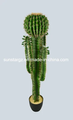  Pianta artificiale tubo di plastica a sfera Cactus con Pot per giardino Decorazione (51058)