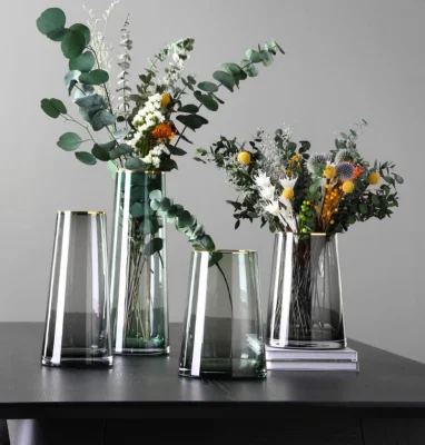  Vendita all&prime;ingrosso Nordic Simple Grey trasparente vaso di cristallo decorazione creativa Arredamento Flower Hydroponic decorazione creativa