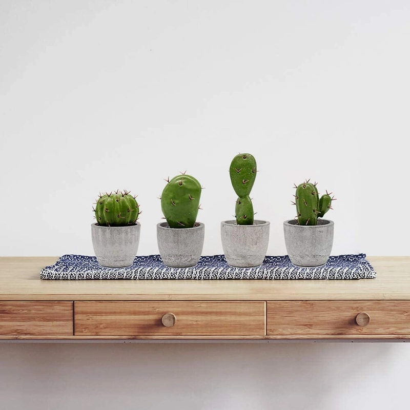 Artificial Succulent Plants Faux Cactus Decor for Home Decor Shelf Office Table Desk Bedroom House Decorations Mini Cute Potted Decorations Set of 4